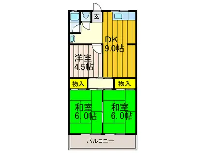 中西マンションB棟(3DK/2階)の間取り写真