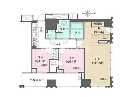 ブランズ千代田富士見 4F(2LDK/4階)の間取り写真