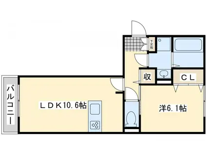 イオメール折尾(1LDK/3階)の間取り写真