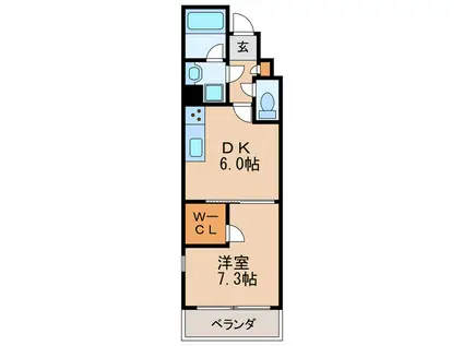 ジョイナス車道(1DK/3階)の間取り写真