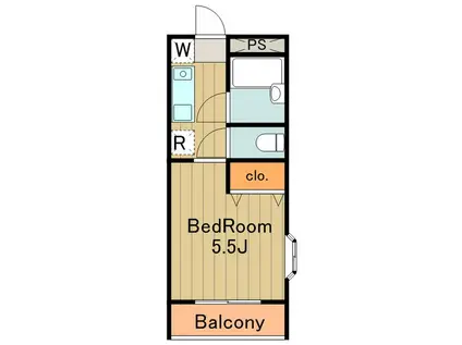 ビューハイツ富士(1K/1階)の間取り写真