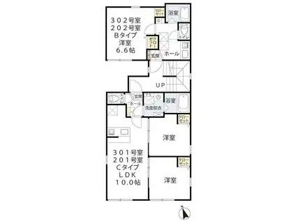 R STAGE(1K/2階)の間取り写真