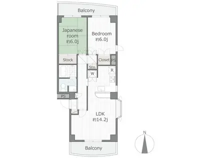 ドミール平台(2LDK/1階)の間取り写真