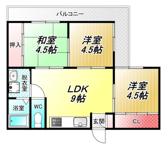 サンハイムモリグチ(3DK/1階)の間取り写真
