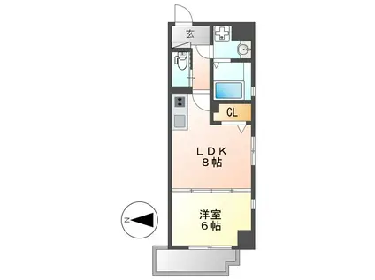 H-F名駅北レジデンスウエスト(1LDK/15階)の間取り写真