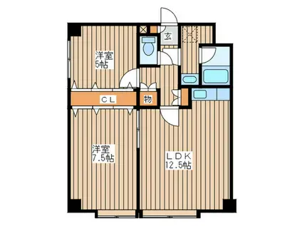 マンションMOMO(2LDK/2階)の間取り写真