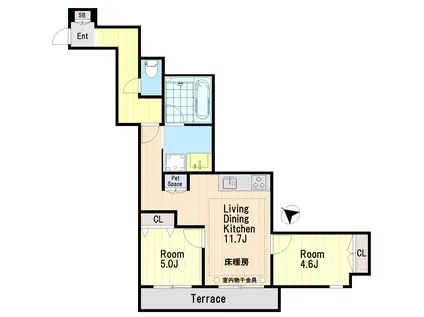 フルール西ケ原(2LDK/1階)の間取り写真
