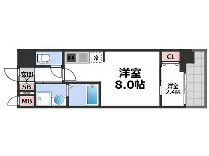 アドバンス大阪アネラ(1DK/10階)の間取り写真