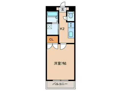 KB21(ワンルーム/3階)の間取り写真