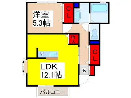 ソラージュA(1LDK/1階)の間取り写真