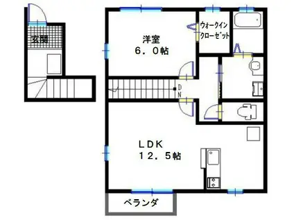 グリーチネ西ノ野(1LDK/2階)の間取り写真