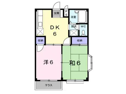 リバーサイド(2DK/1階)の間取り写真