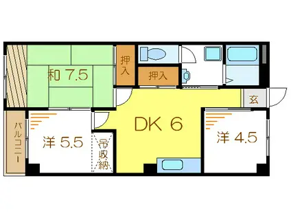 第2プラムフラワーガーデン(3DK/2階)の間取り写真