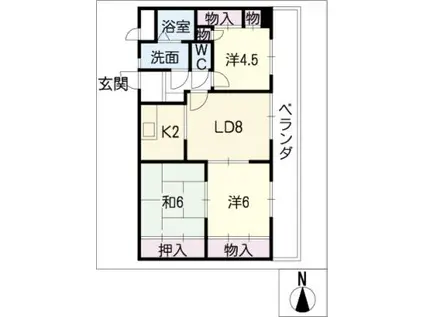 サンパレス大野(3DK/2階)の間取り写真