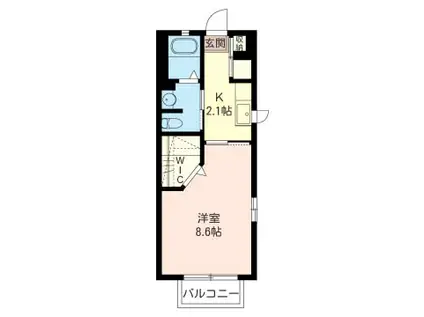 メゾンT(1K/1階)の間取り写真