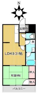 クレール山本(1LDK/2階)の間取り写真