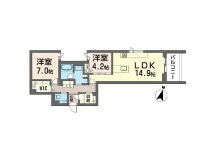 アロン・ド・赤堤(2LDK/3階)の間取り写真