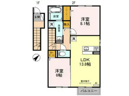 ビューティフル ライフ TADERA(2LDK/2階)の間取り写真