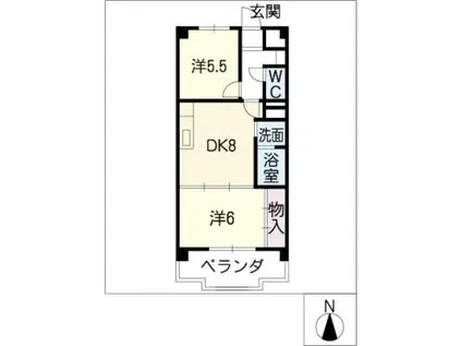 ソフィア東山(2DK/1階)の間取り写真