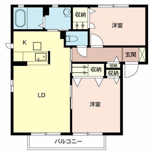 DAIKENN浜寺南町I棟(2LDK/2階)の間取り写真
