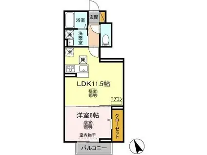 WOOD VILLAGE II(1LDK/1階)の間取り写真