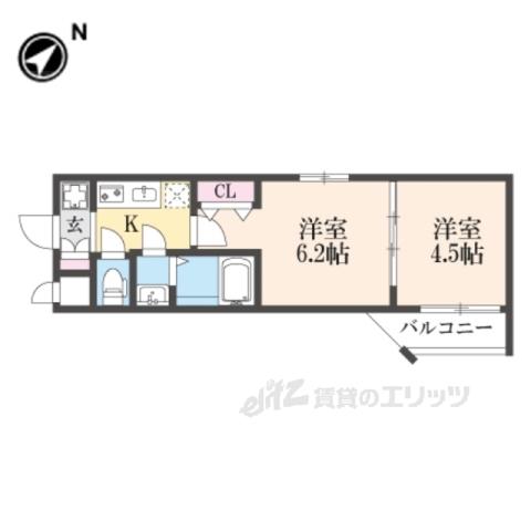 MJC京都西大路Ⅰ(2K/3階)の間取り写真