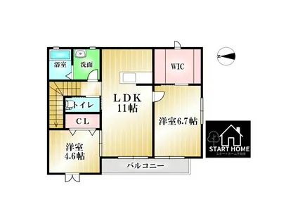 ガーデニアナナB(2LDK/2階)の間取り写真