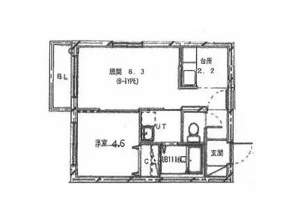 アステローペ北円山(1LDK/4階)の間取り写真