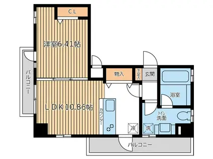 CITY SPIRE上池台(1LDK/5階)の間取り写真