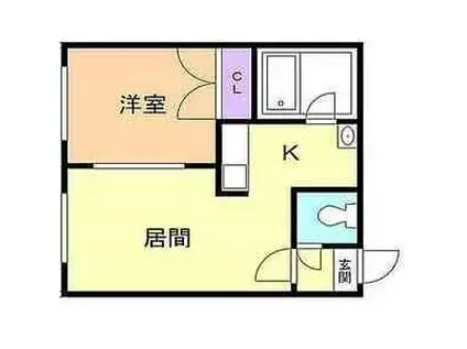 ルーブル菊水(1LDK/1階)の間取り写真