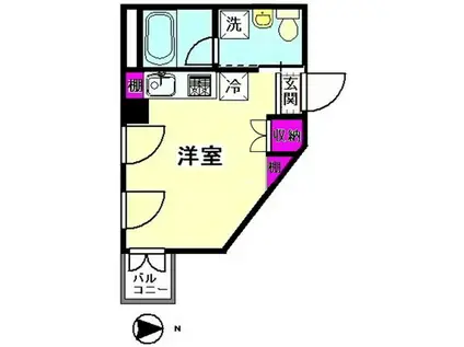 ＪＲ総武線快速 錦糸町駅 徒歩5分 6階建 築17年(ワンルーム/3階)の間取り写真