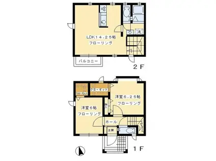 アトリオ(1K/1階)の間取り写真