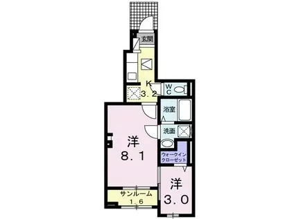 メゾン タケミ(2K/1階)の間取り写真