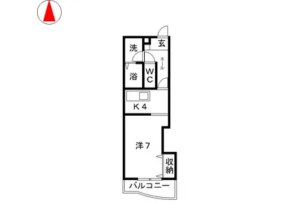 プレジール尾平B(1K/3階)の間取り写真