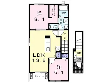 ラ・ブレーメンA(2LDK/2階)の間取り写真