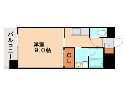 ミッドヒル本城(1K/3階)の間取り写真