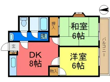 第1ハイツカトレア(2LDK/3階)の間取り写真