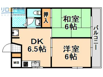 プラムサイド中野(2DK/1階)の間取り写真