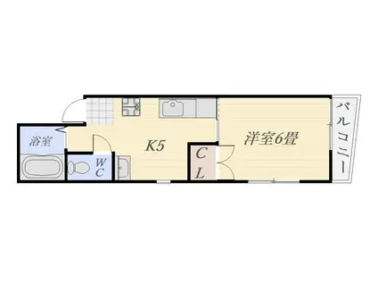 シティハイツ下荒田(1DK/1階)の間取り写真