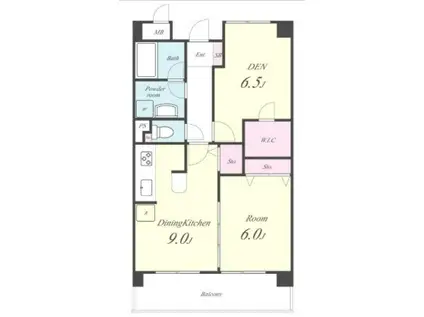 グランディール(2DK/1階)の間取り写真