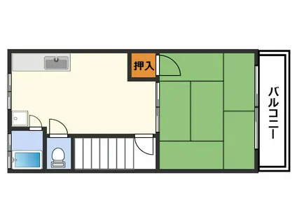 北区長柄中3丁目 戸建て(1DK/3階)の間取り写真
