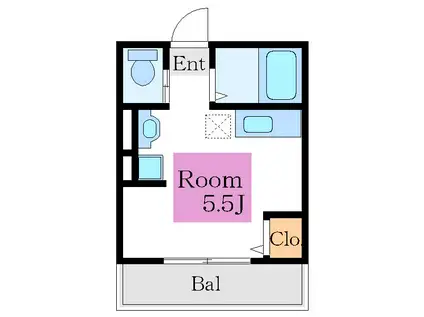 メイプルコート(ワンルーム/2階)の間取り写真