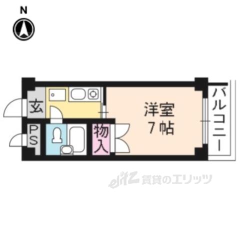 メゾン聖護院(1K/2階)の間取り写真