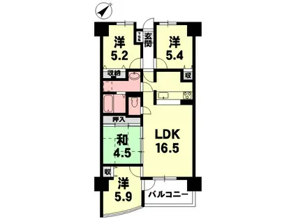 サンコート南草津(4LDK/6階)の間取り写真