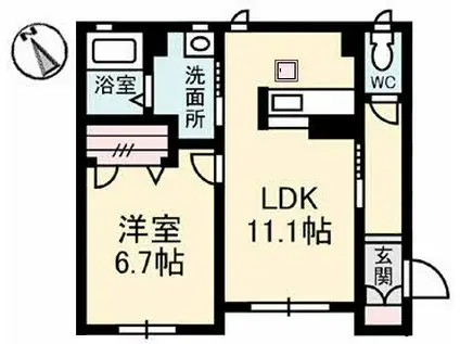 シャーメゾン坂本 2番館(1LDK/1階)の間取り写真