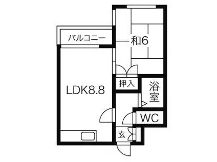プレサント琴似1-3(1LDK/1階)の間取り写真