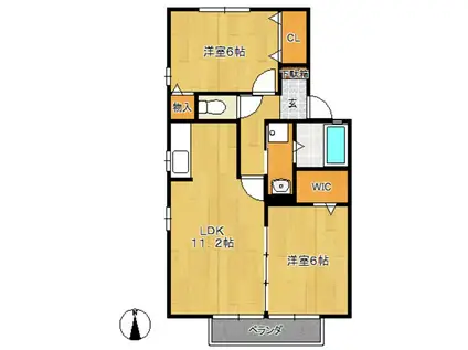 ミーオ・パトリアA(2LDK/1階)の間取り写真