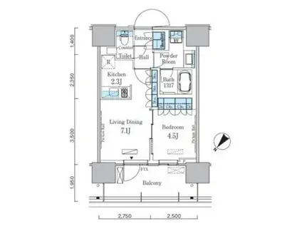 HARUMI FLAG PORT VILLAGE C棟(1LDK/14階)の間取り写真