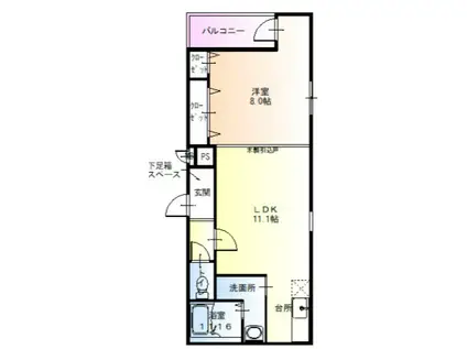 さとのIII番館(1LDK/2階)の間取り写真