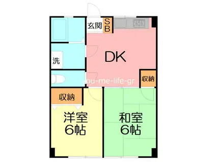 曽我マンション(2DK/3階)の間取り写真